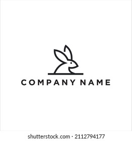 Rabbit logo outline template vector icon symbol illustration