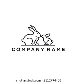 Rabbit Logo Outline Template Vector Icon Symbol Illustration