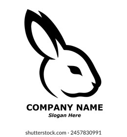 Rabbit logo. Rabbit pictorial logotype for business, company, logo, stamp, mascot, label. Elegant minimalist rabbit logo. Bunny rabbit logo