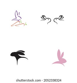 rabbit logo set vector illustration design