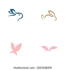 rabbit logo set vector illustration design