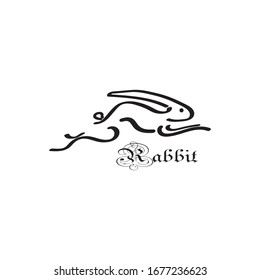 Rabbit logo simple line design vector