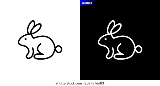 Rabbit logo with simple line style. Animal, livestock. Icon symbol design template EPS 10.	