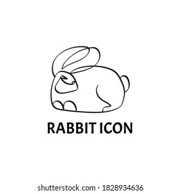 Rabbit logo template. Black rabbit icon on a white background. Vector EPS10