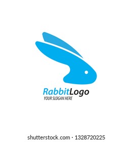 rabbit logo template with color blue and black