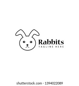 rabbit logo template design vector for pets shop