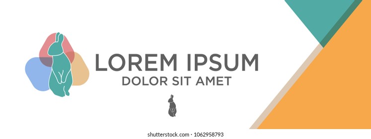 rabbit logo template with flat design concept
