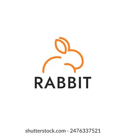 Rabbit logo template in outline style. Simple rabbit vector illustration