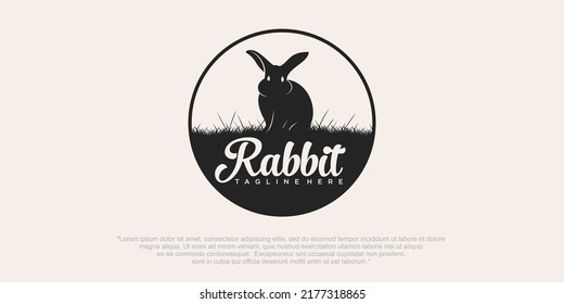 Rabbit Logo Template. Retro Vector Illustration