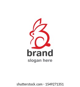 Rabbit Logo template vector icon illustration design