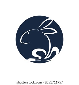 Diseño de ilustraciones de iconos de vectores con logotipo de conejo