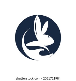 Diseño de ilustraciones de iconos de vectores con logotipo de conejo