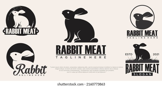 Rabbit Logo template vector icon set illustration design