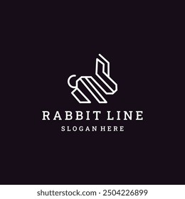 Rabbit logo template vector icon symbol illustration On black background