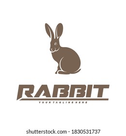 Plantilla de logotipo de conejo, diseño de ilustración de vector simple