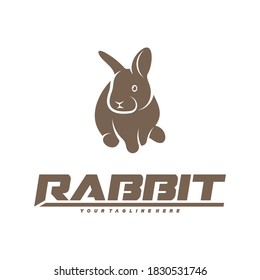 Plantilla de logotipo de conejo, diseño de ilustración de vector simple