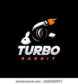 rabbit logo with turbo engine design illustration 
