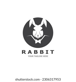 Rabbit logo vector art template illustration