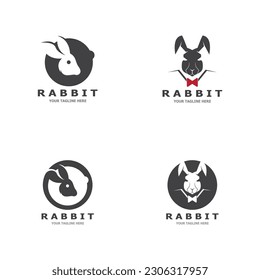 Rabbit logo vector art template illustration