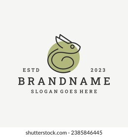 Rabbit logo vector icon illustration hipster vintage retro