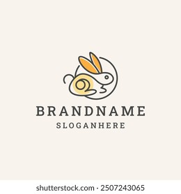 Rabbit logo vector icon illustration hipster vintage