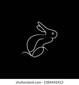 Rabbit logo vector icon line illustration
