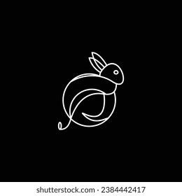 Rabbit logo vector icon line illustration
