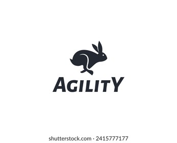 rabbit logo vector illustration. running rabbit logo template