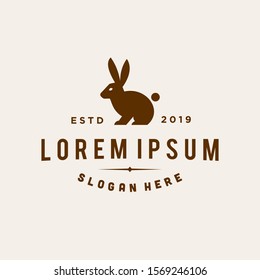 rabbit logo vector line outline icon in trendy hipster vintage classic style illustration
