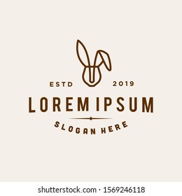 rabbit logo vector line outline icon in trendy hipster vintage classic style illustration