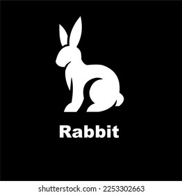 Rabbit logo in white with black background