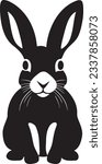 Rabbit with long ears, Basic simple Minimalist vector graphic, isolated on white background, black and white