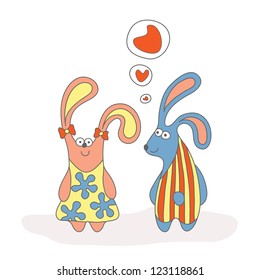 Rabbit in love cartoon