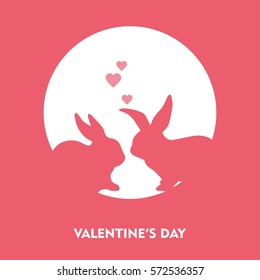 Rabbit love cute vector illustration for Valentine's Day