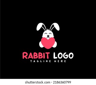 Rabbit and love logo design illustration for company and community logo
