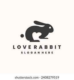 rabbit love logo design template