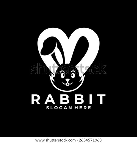 Rabbit love logo design vector. Rabbit and heart logo template