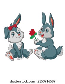 rabbit love propose cute vector illustration