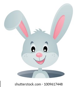 Rabbit lurking from hole image 1 - eps10 vector illustration.