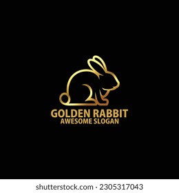 conejo con diseño de línea de logotipo de lujo