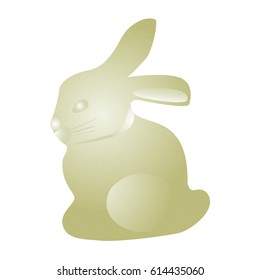 Rabbit made of white chocolate isolated on white background. Vector illustration of tasty sweetness.