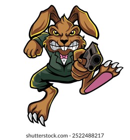 Coelho máfia mascote esport logotipo design com conceito de ilustração moderna 