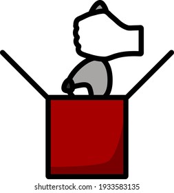 Rabbit In Magic Box Icon. Editable Outline With Color Fill Design. Vector Illustration.