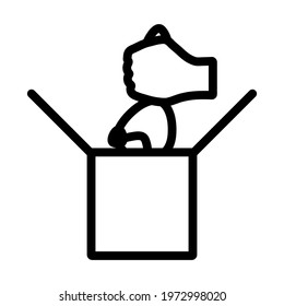 Rabbit In Magic Box Icon. Editable Bold Outline Design. Vector Illustration.