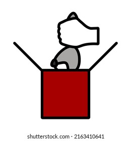 Rabbit In Magic Box Icon. Editable Bold Outline With Color Fill Design. Vector Illustration.