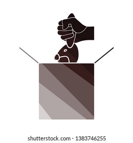 Rabbit in magic box icon. Flat color design. Vector illustration.