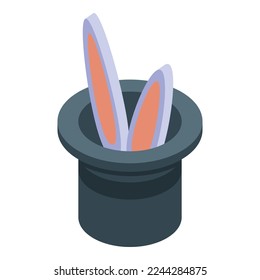 Rabbit magic hat icon isometric vector. Top magician. Trick show