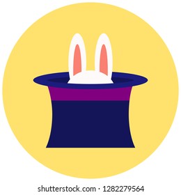 Rabbit in magic hat icon. Vector illustration.