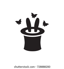 rabbit in magic hat icon vector isolated on white background