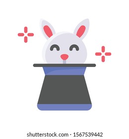 rabbit in magic hat related art or craft in flat design